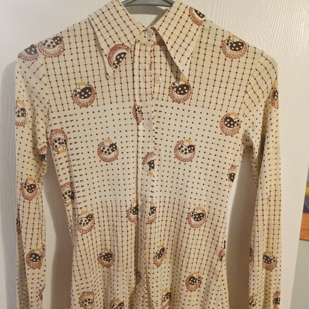 1970's Mushroom Print Dagger Collar